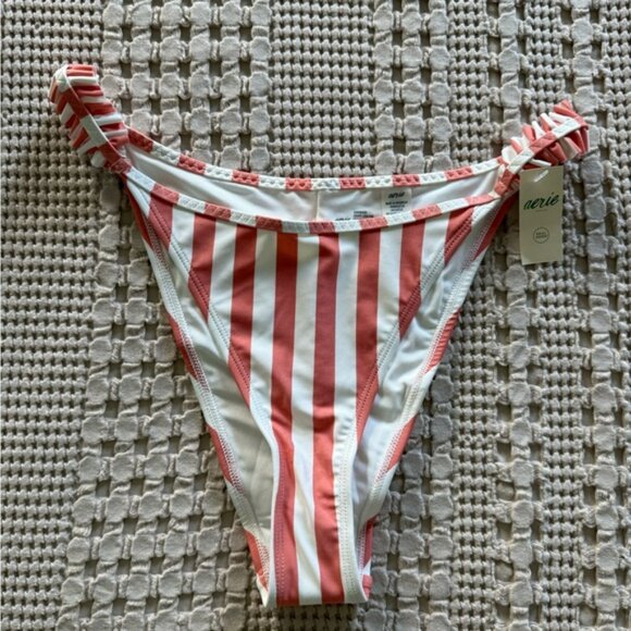 Aerie Coral and White Ruffle Bikini Bottom - Picture 2 of 7